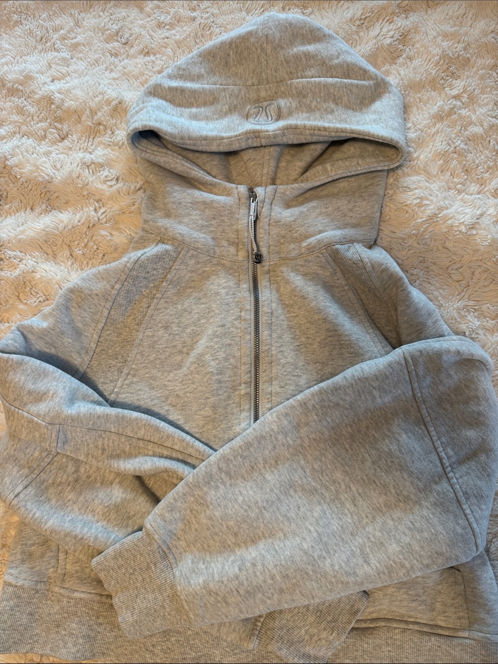 Lululemon Cozy Light Gray Hooded Zip Sweatshirt